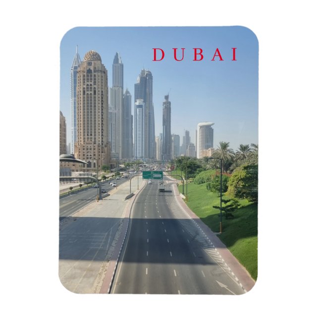 Magnet Flexible La route et les bâtiments de Dubaï vue réfrigérate (Vertical)