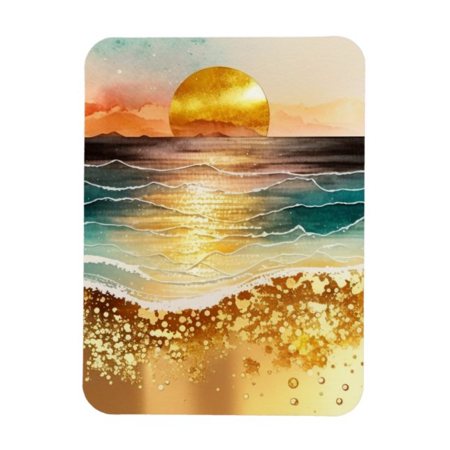 Magnet Flexible La série de plage à l'aquarelle Design 3 (Vertical)