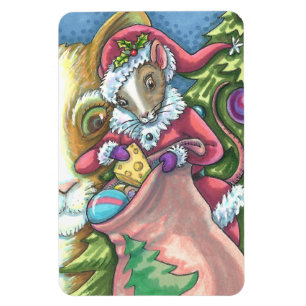 MAGNET FLEXIBLE LA SOURIS PÈRE NOËL APPORTE DE BONS CHATS CADEAUX