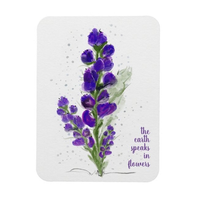 Magnet Flexible La Terre parle en Fleurs violettes peintes (Vertical)