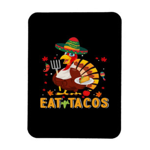Magnet Flexible La Turquie Mange Tacos Drôle Mexicain Thanksgiving