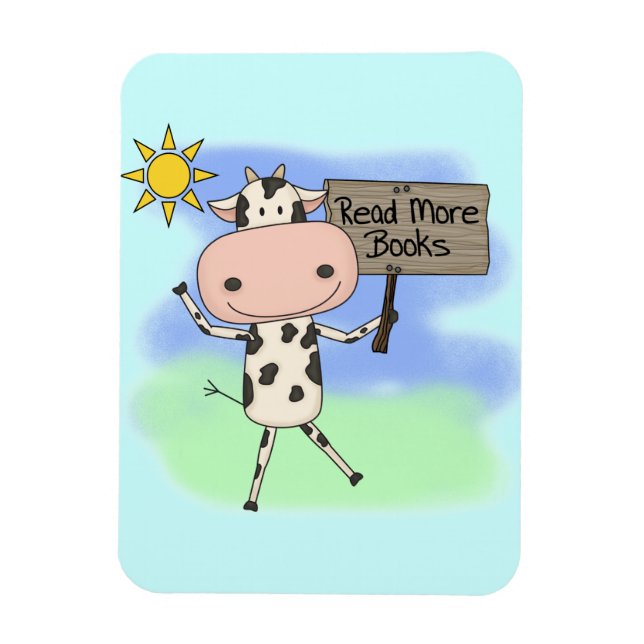 Magnet Flexible La vache Lire Plus De Livres (Vertical)