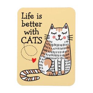 Magnet Flexible La vie est meilleure avec des chats Doodle