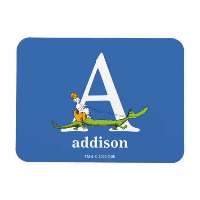 Magnet Flexible L'ABC de Dr Seuss : Lettre A - Blanc | Ajoutez vot (Horizontal)