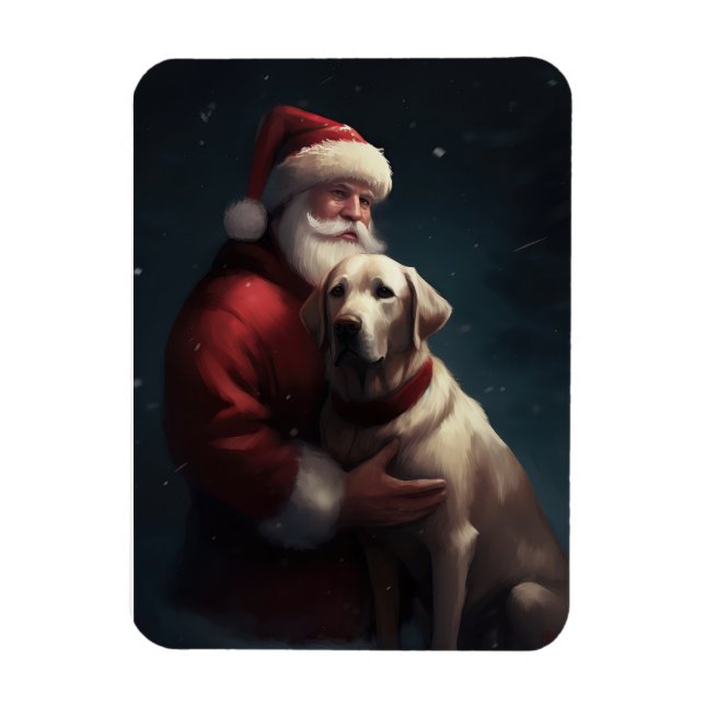 Magnet Flexible Labrador avec le Père Noël Festif Noël  (Vertical)