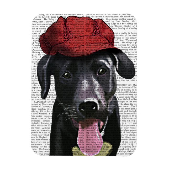 Magnet Flexible Labrador Noir avec Casquette rouge (Vertical)