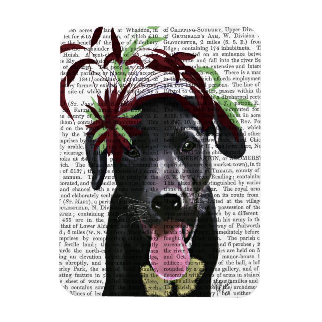 Magnet Flexible Labrador Noir Avec Fascinateur Vert (Vertical)