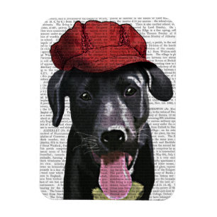 Magnet Flexible Labrador noir avec le casquette rouge