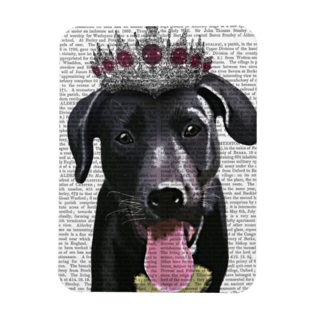 Magnet Flexible Labrador Noir Avec Tiara (Vertical)