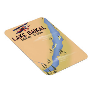 Magnet Flexible Lac Baïkal Sibérie Affiche de voyage russe Carte