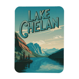 Magnet Flexible Lac Chelan Washington Vintage