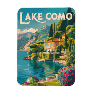 Magnet Flexible Lac de Côme - Art de Voyage peint Vintage