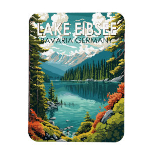 Magnet Flexible Lac Eibsee Allemagne Travel Art Vintage