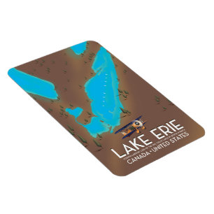 Magnet Flexible Lac Érié, carte de lac USA affiche de voyage