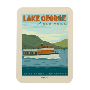 Magnet Flexible Lac George, New York   Bateau vintage