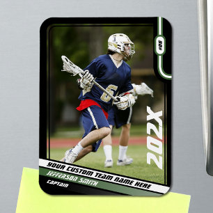 Magnet Flexible Lacrosse Player Trading Card en vert noir