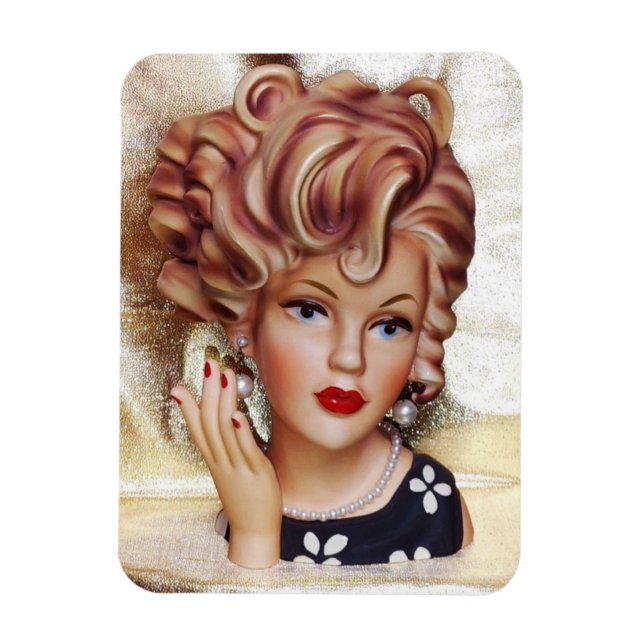 Magnet Flexible Lady Head Vase Sassy Spiral Coiffure beauté en noi (Vertical)