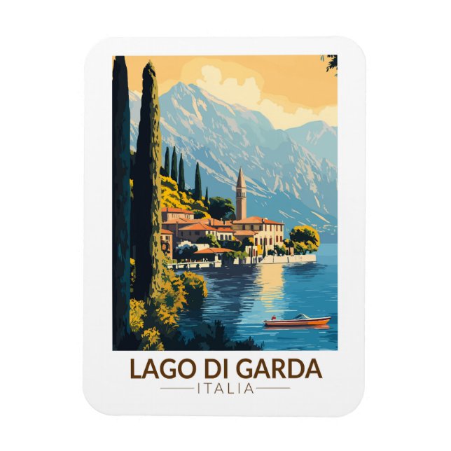 Magnet Flexible Lago di Garda Italia Travel Art Vintage (Vertical)