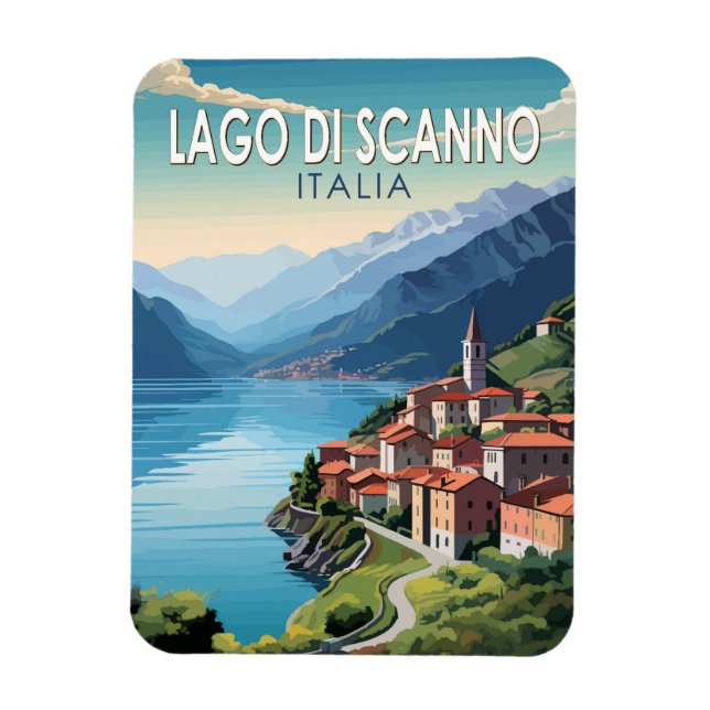 Magnet Flexible Lago di Scanno Italia Travel Art Vintage (Vertical)