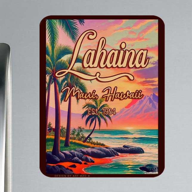 Magnet Flexible Lahaina Maui Hawaii Retro Sunset Souvenir 1950 (Créateur téléchargé)