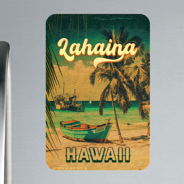 Magnet Flexible Lahaina Maui Hawaii Retro Sunset Souvenir 1950 (Créateur téléchargé)