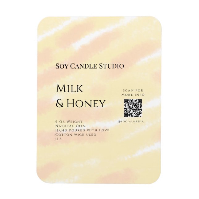 Magnet Flexible Lait miel bougie soja entreprise ajouter q r code  (Vertical)