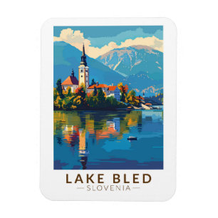 Magnet Flexible Lake Bled Slovénie Travel Art Vintage