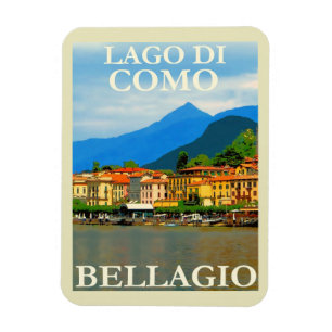 Magnet Flexible Lake di Como, Bellagio, Italy, Retro Travel
