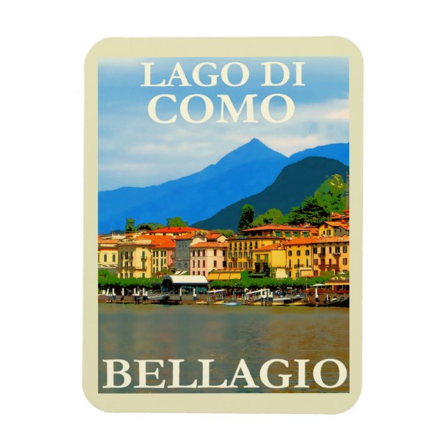 Magnet Flexible Lake di Como, Bellagio, Italy, Retro Travel  (Vertical)