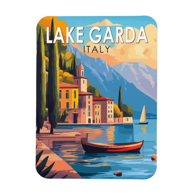 Magnet Flexible Lake Garda Italie Travel Art Vintage (Vertical)