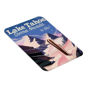 Magnet Flexible Lake Tahoe sierra nevada vintage ski poster