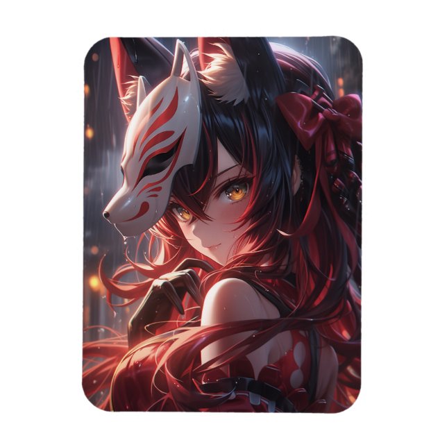 Magnet Flexible Lame de Kitsune | Japonais Fox Samurai (Vertical)