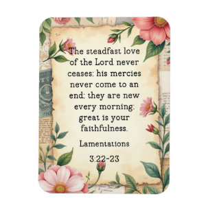 Magnet Flexible Lamentations 3:22–23 Conception Florale Vintage 