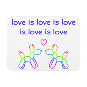 Magnet Flexible L'amour est l'amour Cartes aimantés Chiens Ballons