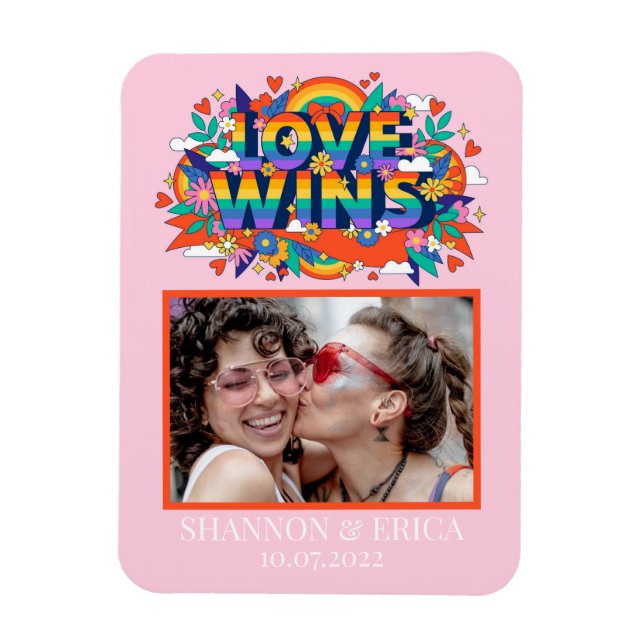 Magnet Flexible L'amour gagne la fierté LGBTQ Collage Arc-en-ciel  (Vertical)