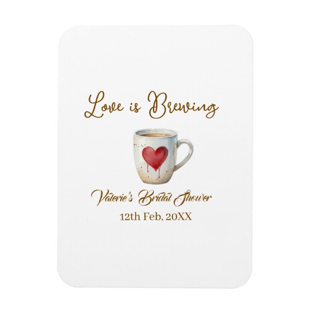 Magnet Flexible L'amour se prépare tasse à café blanche cœur douch (Vertical)