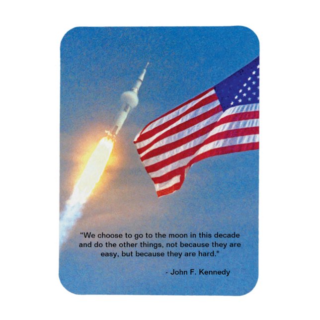 Magnet Flexible Lancement d'Apollo 11 avec le drapeau américain (Vertical)