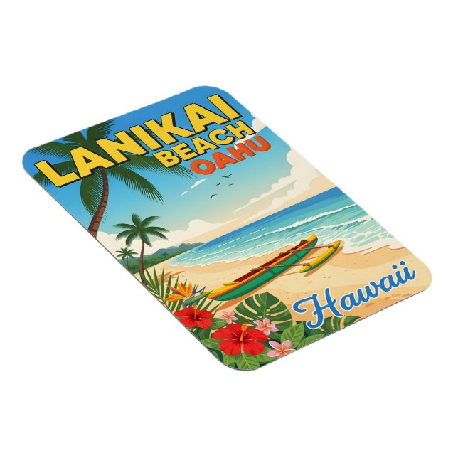 Magnet Flexible Lanikai Beach, Hawaii - Canoë Tropical (Côté Droit)