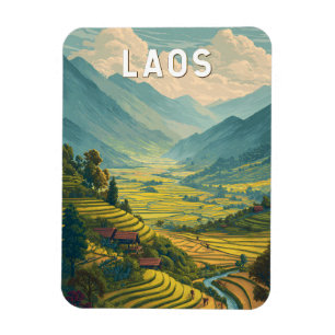 Magnet Flexible Laos Illustration Voyage Art Vintage