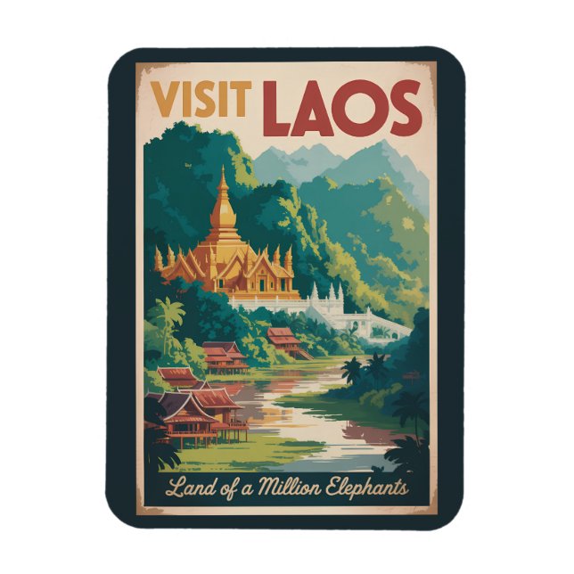 Magnet Flexible Laos Pha That Luang Illustration Art de Voyage (Vertical)