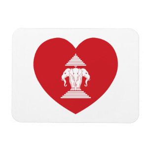 Magnet Flexible Laotian Erawan 3 Tête Elephant Coeur Drapeau