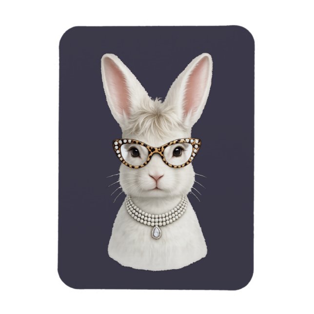 Magnet Flexible Lapin de mode amusant avec lunettes léopard (Vertical)