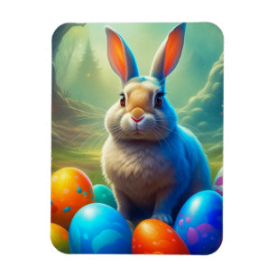 Magnet Flexible Lapin de Pâques Ethérée avec forêt d'Oeufs