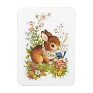 Magnet Flexible Lapin de Pâques vintage mignon de ressort en