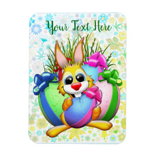Magnet Flexible Lapin drôle mordant un œuf de Pâques