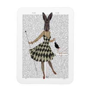 Magnet Flexible Lapin en robe blanche noire