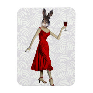 Magnet Flexible Lapin en robe rouge 2