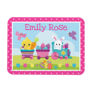 Magnet Flexible Lapin mignon, poussin et train d'oeufs en chocolat