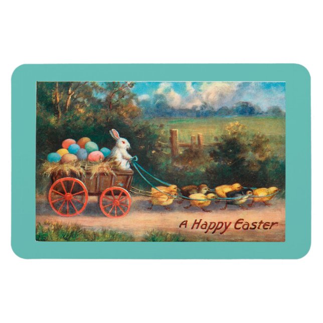 Magnet Flexible Lapin vintage Avec Aimant Wagon (Horizontal)