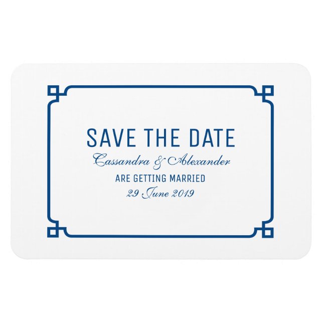 Magnet Flexible Lapis Blue Deco Chic Enregistrer la date (Horizontal)